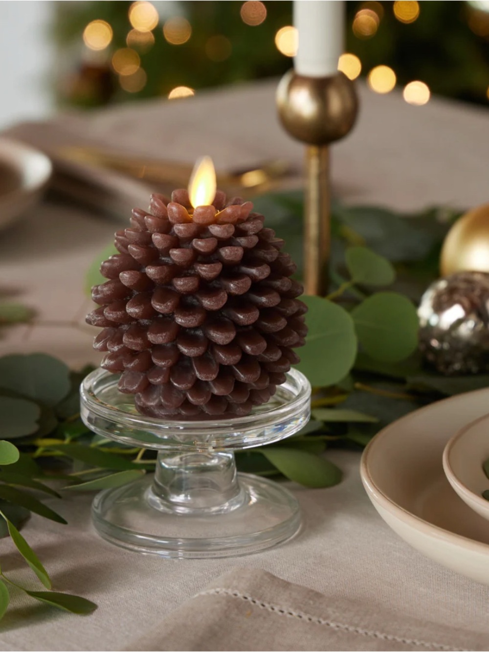 Luminara Brown Pinecone Flameless Candle 3.5x4.3 New in Box